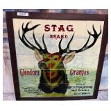 440 - STAG BRAND ORANGES PAINTED TILES ART FRAMED