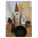 F - DECORATIVE BIRD HOUSES, VINTAGE MILK CAN (L10)