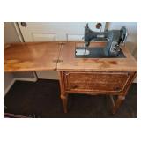 F - VINTAGE WHITE CABINET SEWING MACHINE (R29)