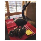 F - CARVED DUCK FIGURE 17"T & CAT FIGURE (K9)