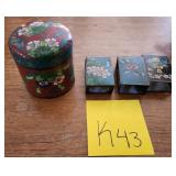 F - FOUR VINTAGE CLOISONNE TRINKET BOXES (K43)