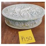 F - VINTAGE INCOLAY STONE JEWELRY BOX (K50)