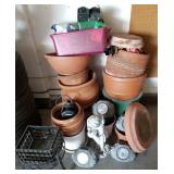 F - MIXED LOT OF PLANTER POTS, LANDSCAPE LIGHTS