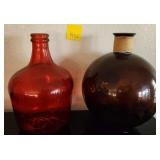 F - TWO ART GLASS BOTTLE VASES (K52)