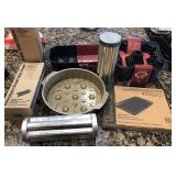 M - PAMPERED CHEF STONEWARE, CAKE PANS, BREAD TUBE