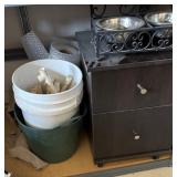 M - TWO-DRAWER CABINET, PET BOWLS, BUCKETS (G23)