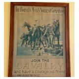 15 - VINTAGE ARMY CALVARY RECRUITING POSTER FRAMED