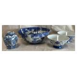 B - FOUR PIECES BLUE & WHITE WARE (B122)