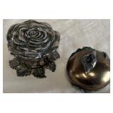 B - GODINGER SILVER PLATED ROSE TRINKET BOX (B131)