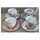 B - ENGLISH TEACUPS 4 SETS (A18)