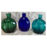 B - THREE ART GLASS VASES (B126)