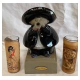 B - LEATHER-WRAP SHOT GLASSES, RODO PADILLA FIGURE