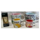 B - 4 STARBUCKS MUGS + 1 GOLD CUP KEYCHAIN (C71)