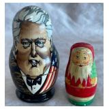 B - RUSSIAN SMALL DOLLS - CLINTON + SANTA (F57)