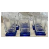 B - SIX PIECES DISARONNO COBALT GLASSWARE (F19)