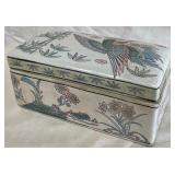 B - ASIAN CERAMIC CRANE TRINKET BOX (C78)