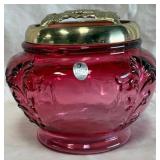 B - FENTON CRANBERRY POTPOURRI JAR (B163)