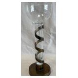 B - BRASS SPIRAL & ART GLASS VASE (C34)