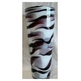 B - ZEBRA/PLUM STRIPE ART GLASS VASE (C28)