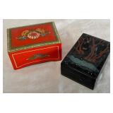 B - RUSSIAN PAINTED BOX + SWISS MUSIC BOX SIGNED