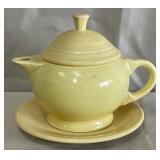 B - FIESTAWARE YELLOW TEAPOT + PLATE (A97)