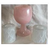 B - SELENITE CANDLE HOLDERS & CEREMONIAL CUP (C12)
