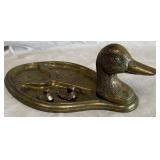 B - BRASS DUCK VANITY TRAY WITH TWO MINI DUCKS