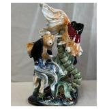 B - VTG GOLDFISH ASIAN POTTERY 10'T (A25)