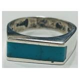STERLING SILVER TURQUOISE RING 5.7GRS