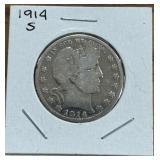 1914-S BARBER HALF DOLLAR