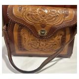 VINTAGE 1950 LEATHER HANDMADE PURSE MEXICO
