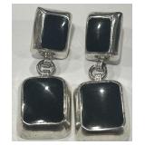 STERLING SILVER ONYX EARRINGS 21.5 GRS