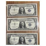 3 UNCIRCULATED 1957 1 DOLLAR CURRENCY