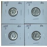 4 SILVER DIMES