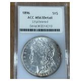 1896 MORGAN SILVER DOLLAR MS63 DETAIL