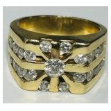 14KT YELLOW GOLD 15.33GRS MENS DIAMOND RING