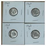 4 PCS SILVER DIMES