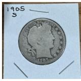 1905-S BARBER HALF DOLLAR