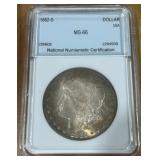 1882-S MORGAN SILVER DOLLAR MS66