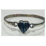 STERLING SILVER HEART BANGLE 15.9GRS