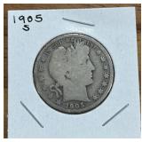 1905-S BARBER HALF DOLLAR