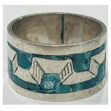 STERLING SILVER TURQUOISE RING 7 GRS