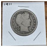 1911 BARBER HALF DOLLAR