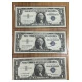 3 UNCIRCULATED 1957 1 DOLLAR CURRENCY