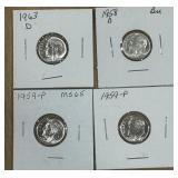 4 PCS SILVER DIME