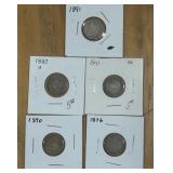 5 PCS SILVER DIMES