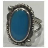 STERLING SILVER TURQUOISE RING 3.6 GRS