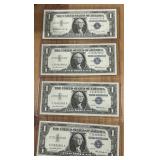 4 UNCIRCULATED 1957 1 DOLLAR CURRENCY