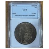 1921-D MORGAN SILVER DOLLAR MS65