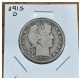 1915-D BARBER HALF DOLLAR